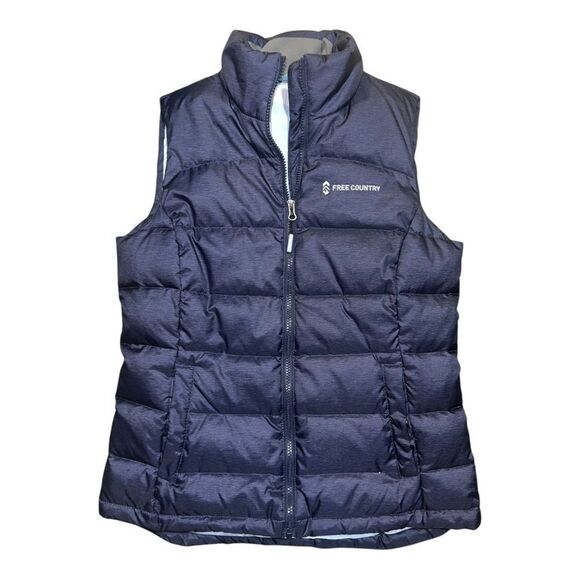 Free Country Women's Blue Puffer Vest Down Feather Pockets Small EUC - Picture 1 of 5